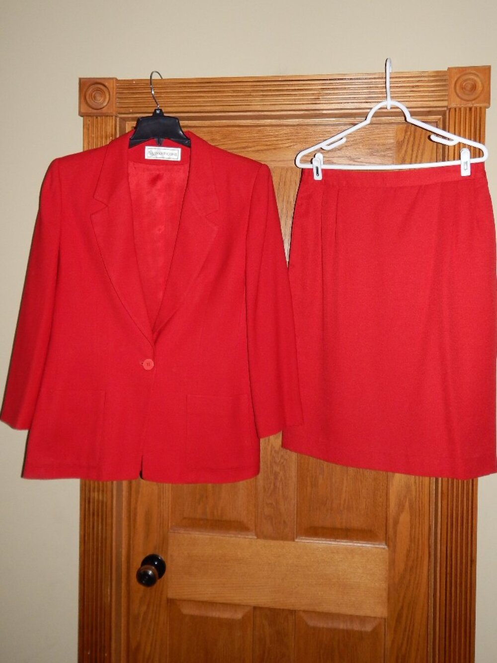 Women's Evan-Picone 2Pc Red Size 14 Skirt & Size 16 Jacket Blazer Suit Set